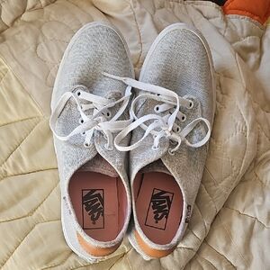 Vans Heathered Gray and White Lace-Up Sneakers